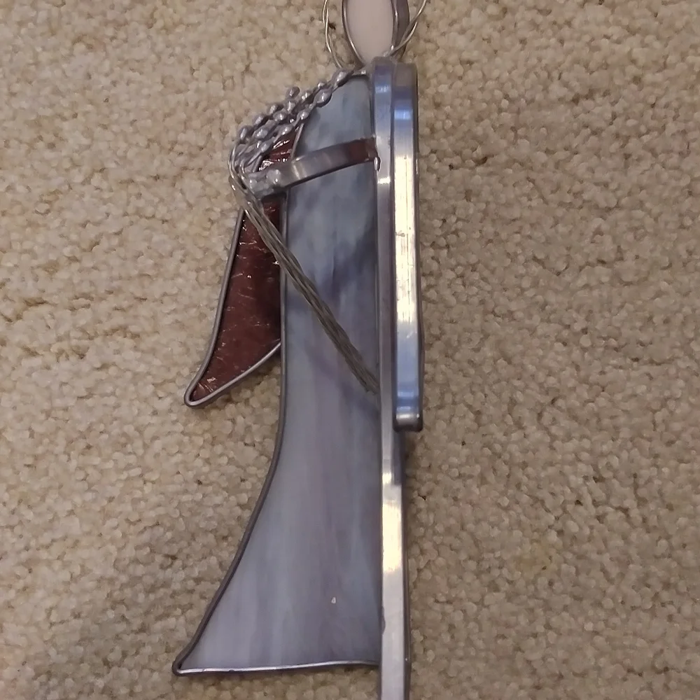 Stain glass Angel & Manger Scene